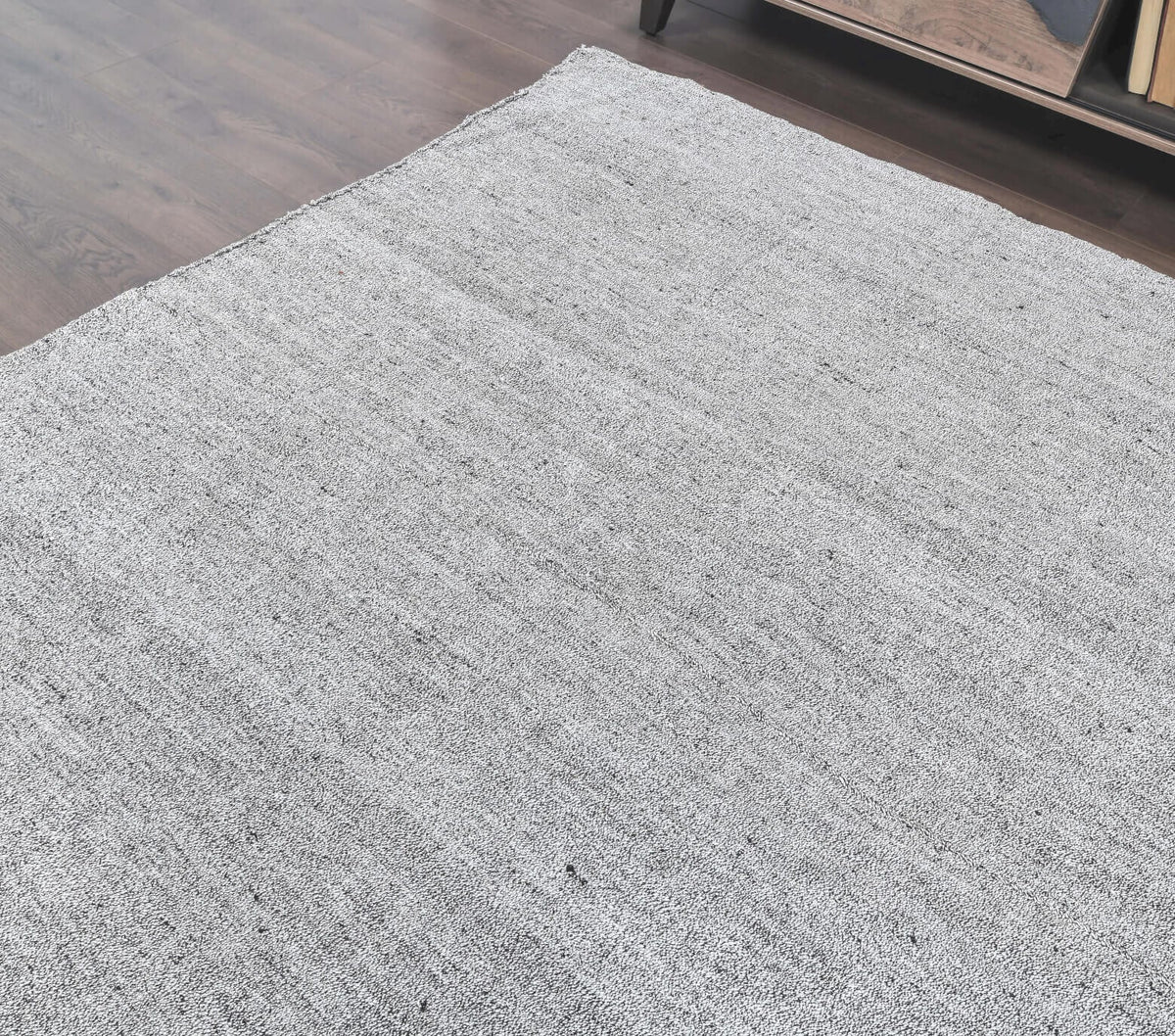 Gri renkli el dokuma vintage kilim, %100 yün dokuma