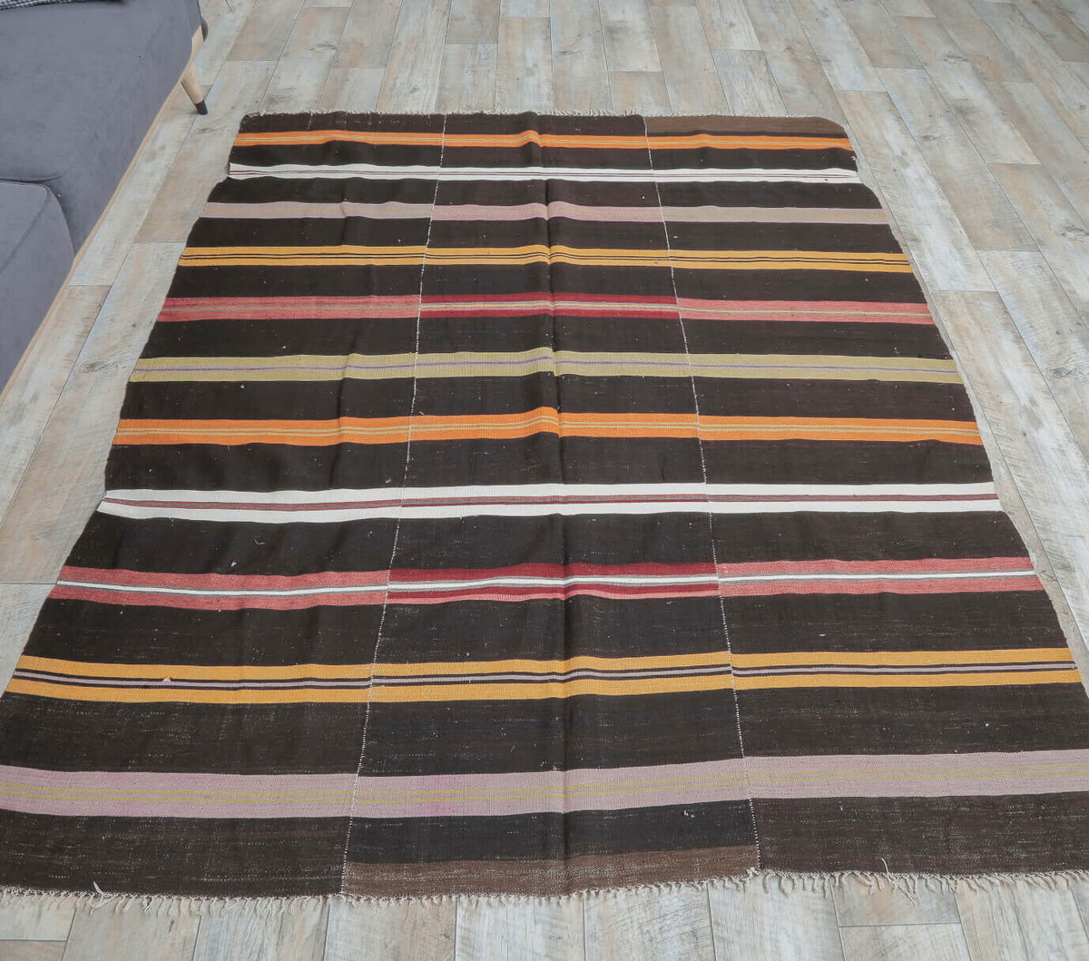 6x7 Vintage Handmade Striped Kilim Area Rug