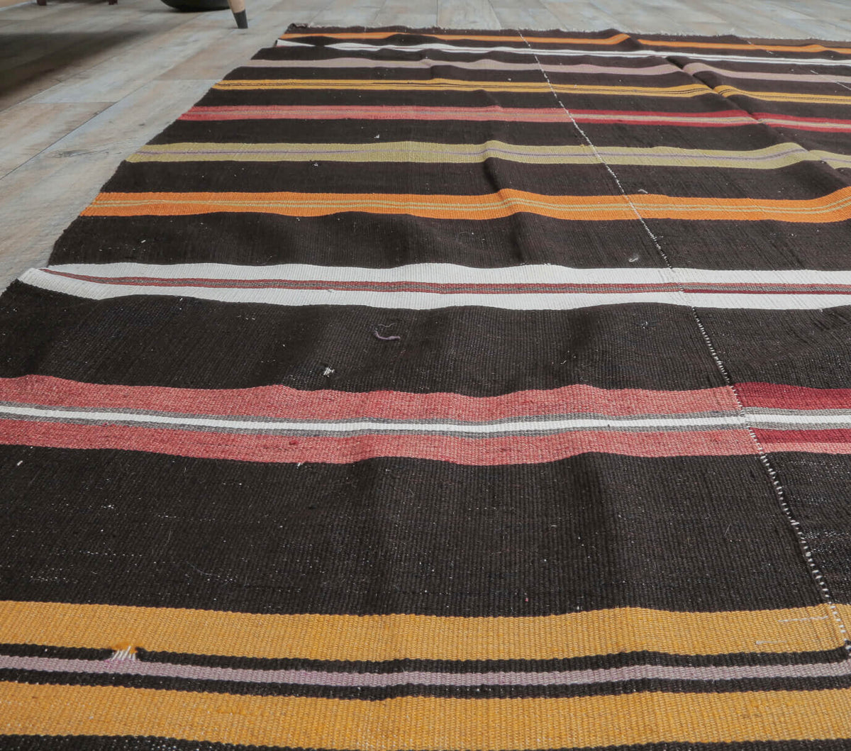 6x7 Vintage Handmade Striped Kilim Area Rug