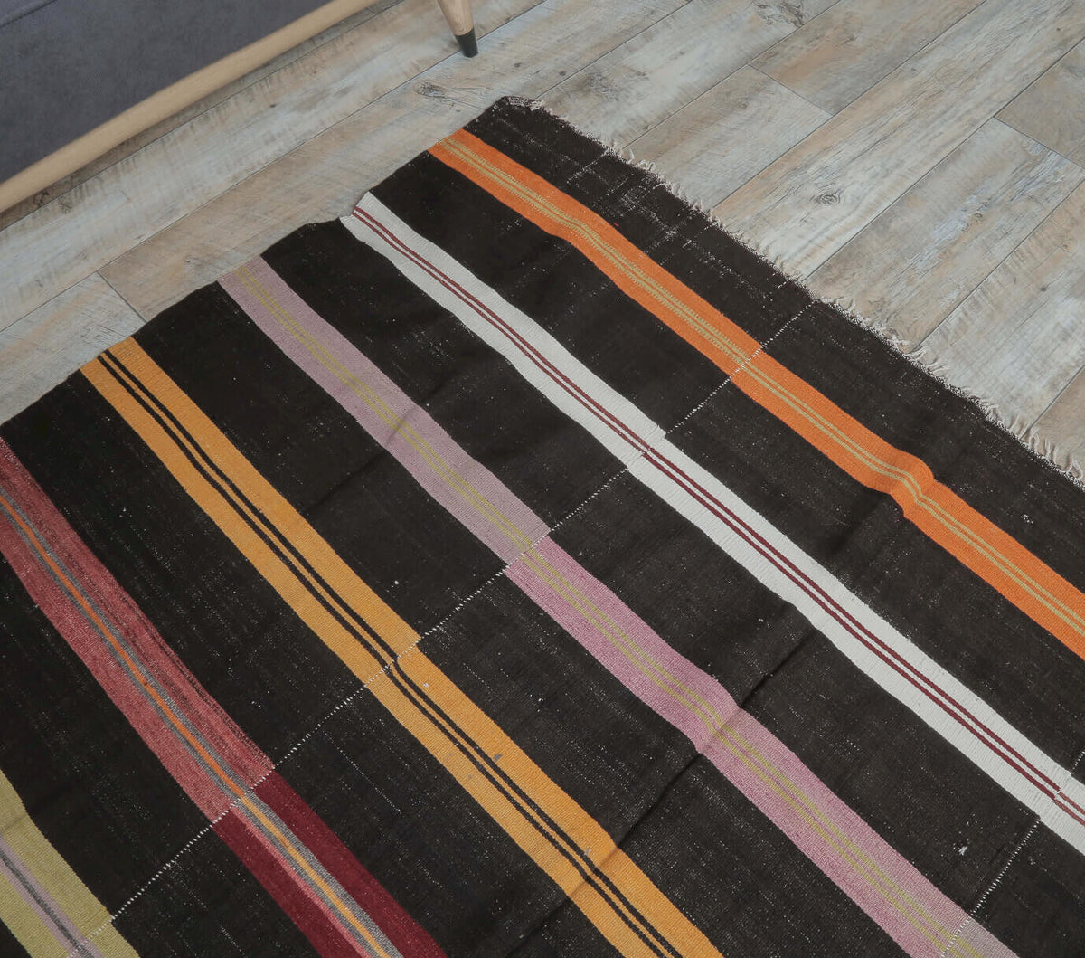 6x7 Vintage Handmade Striped Kilim Area Rug