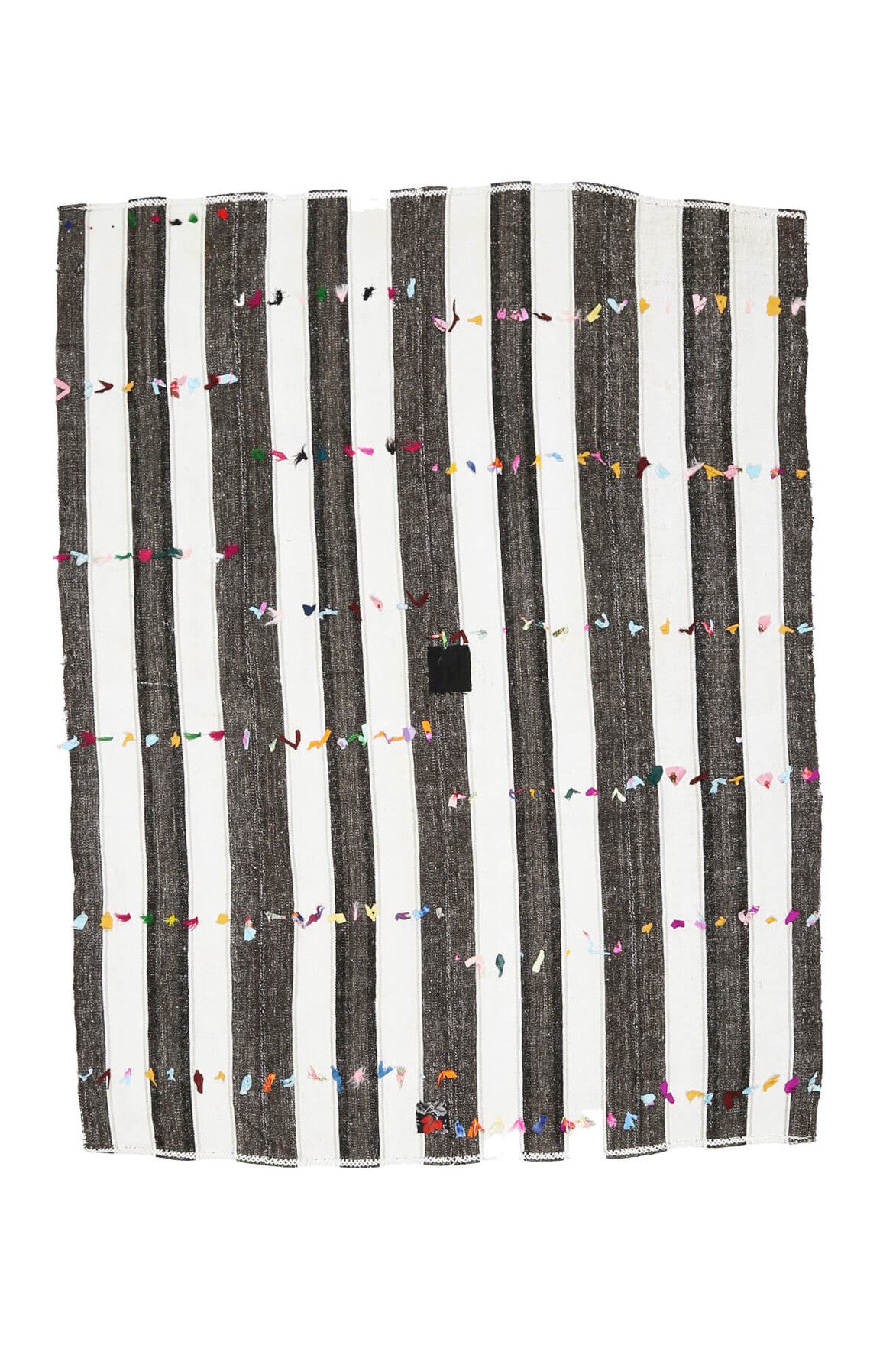176x228 cm kahverengi ve gri çizgili el dokuma vintage kilim – üstten tam görünüm