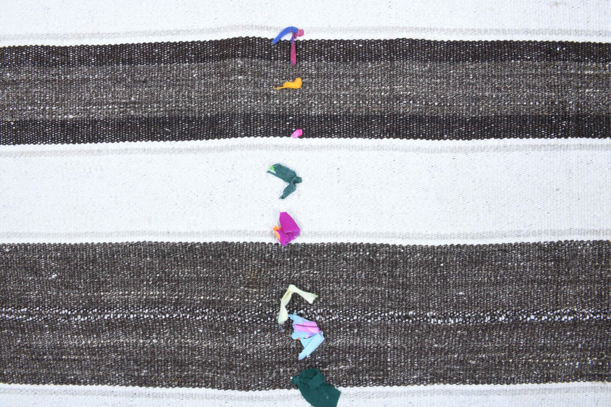 Kahverengi ve gri renkli el dokuma vintage kilim, %100 yün dokuma
