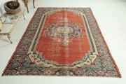 El yapımı vintage halı 180x257 cm oryantal desenli yün - detay görünümü