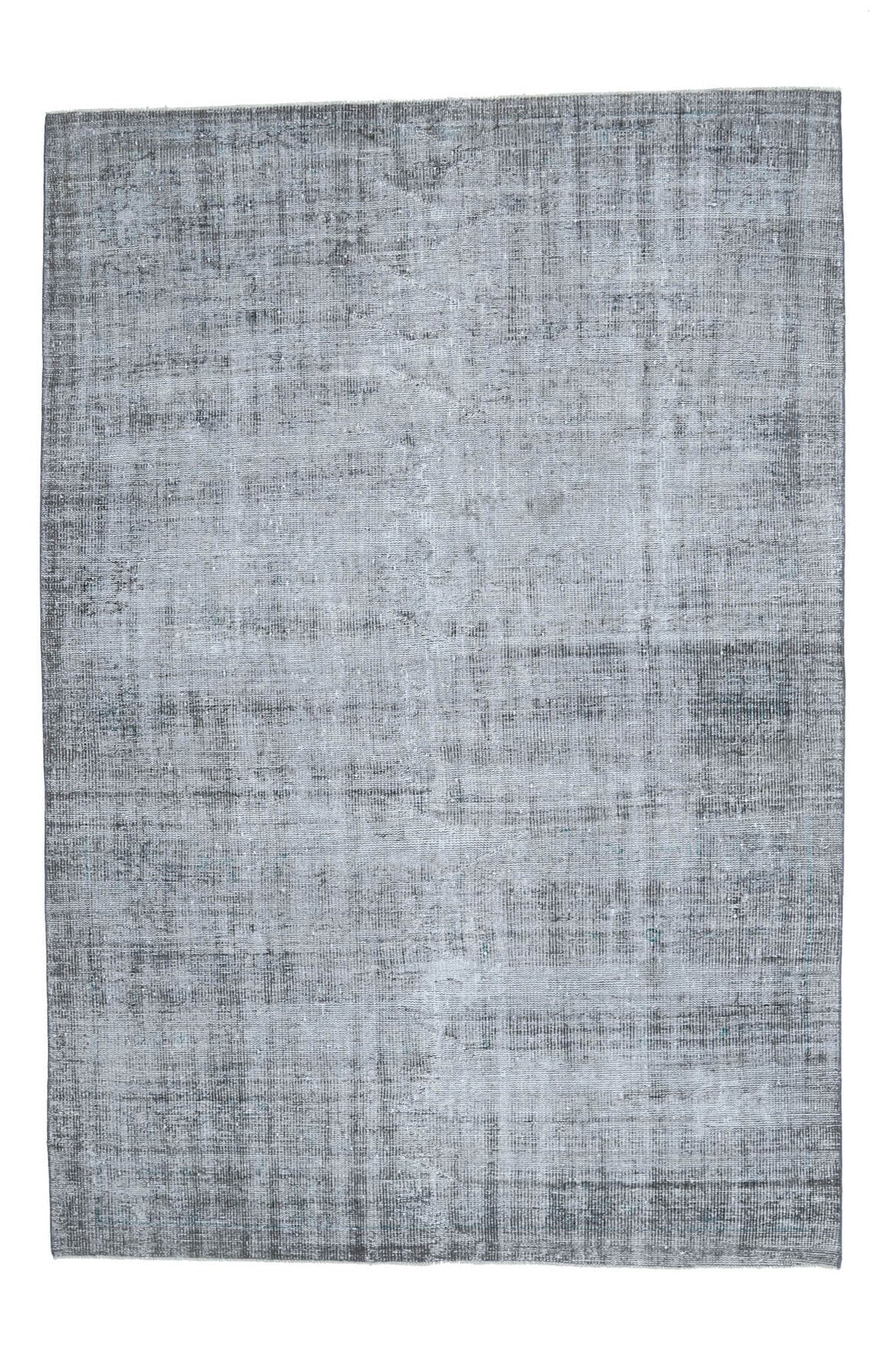 192x281 cm mavi ve gri oryantal desenli el dokuma vintage halı – üstten tam görünüm