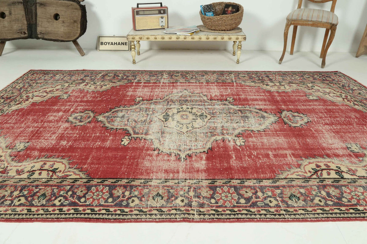 Vintage Red Anatolian Area Rug