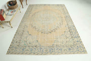 El yapımı vintage halı 152x274 cm oryantal desenli yün - detay görünümü