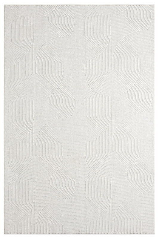 Ecru Modern Non-Slip Based Short Pile Washable Carpet