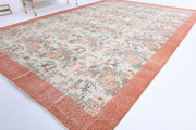 El yapımı vintage halı 211x307 cm i̇kat desenli yün - detay görünümü