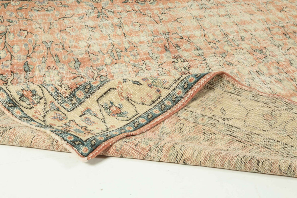 Salon için çiçek desenli el dokuma vintage halı – 220x294 cm