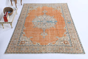 1970'lerden Anadolu kökenli oryantal desenli el dokuma vintage halı, 225x325 cm