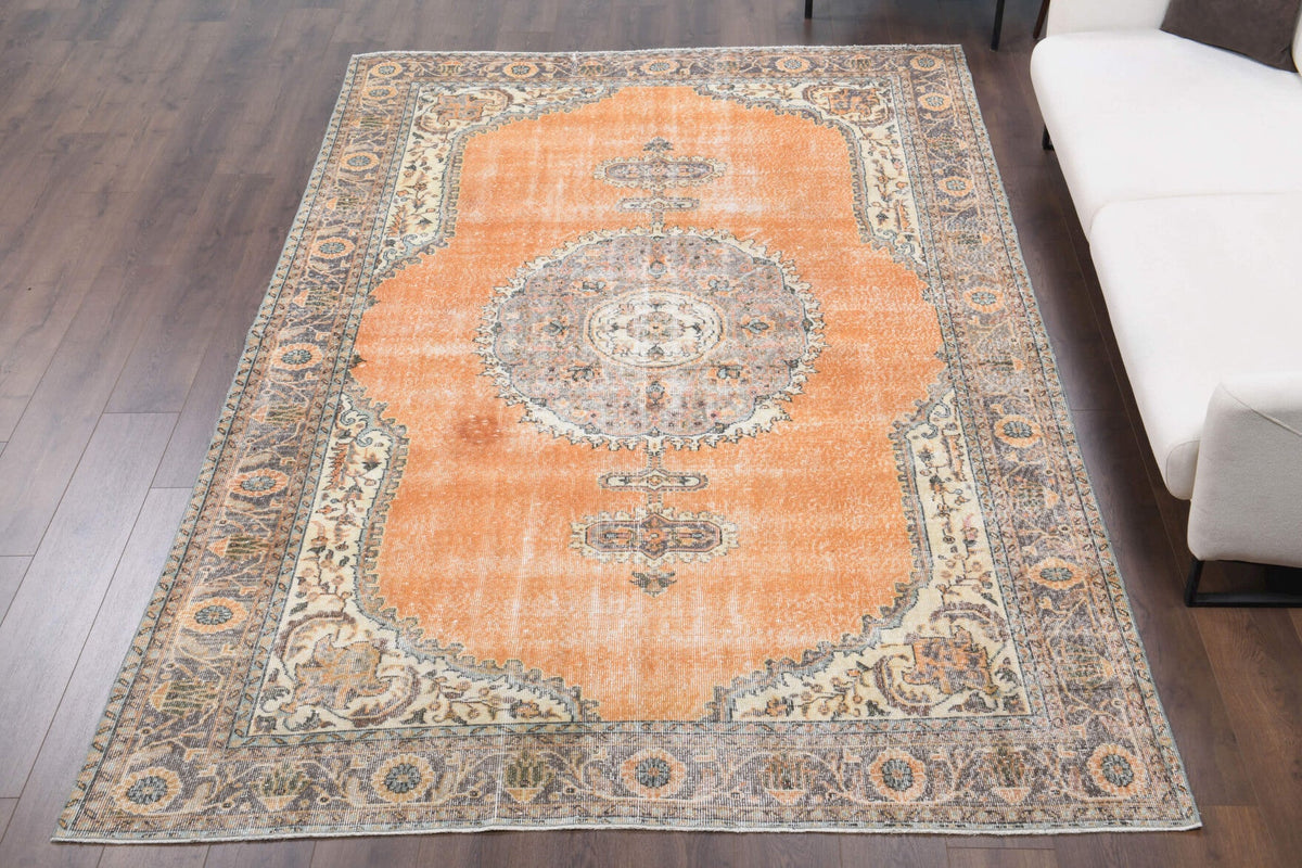 El dokuma vintage halı 203x332 cm, 5 mm hav, yün