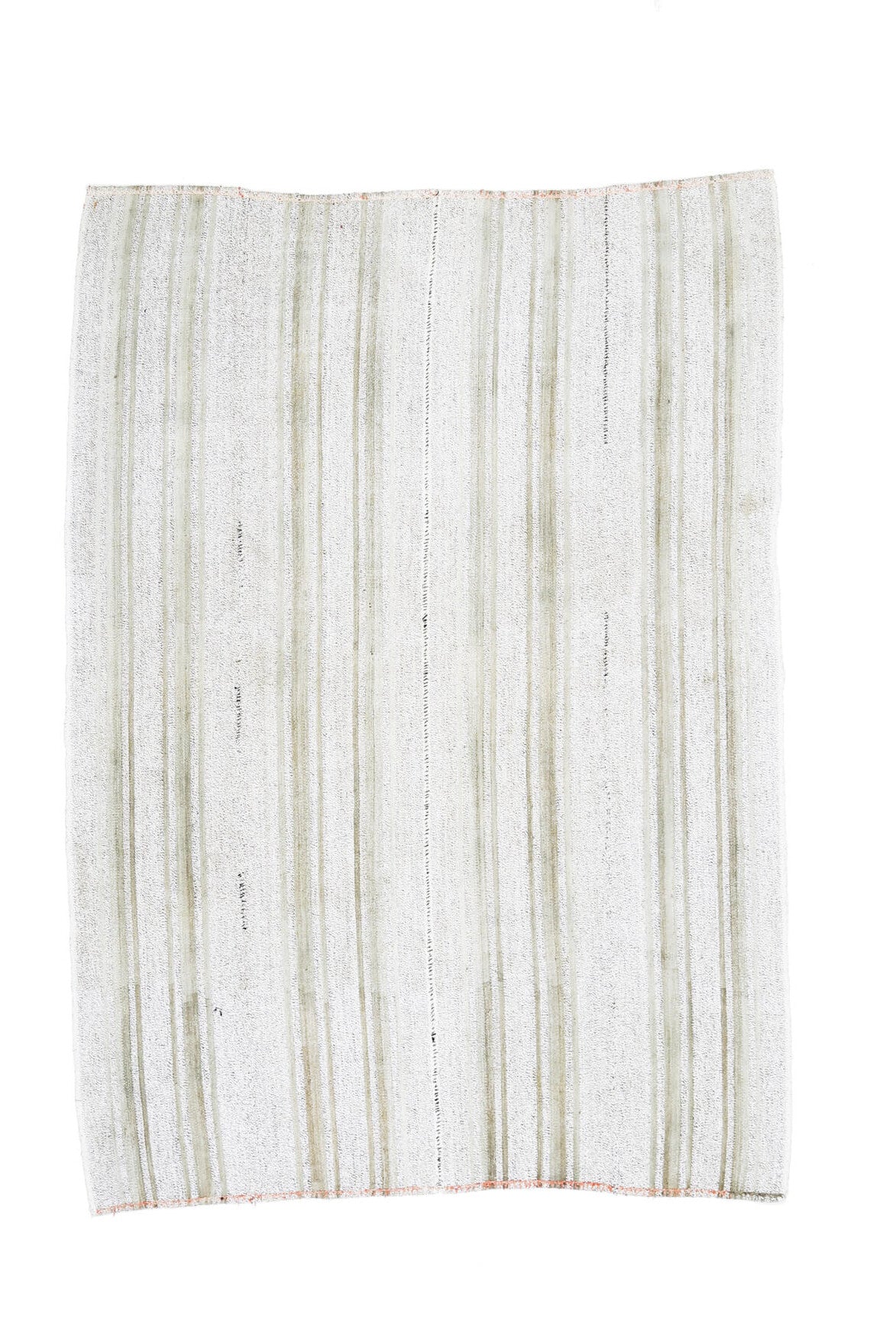 200x283 cm beyaz çizgili el dokuma vintage kilim – üstten tam görünüm