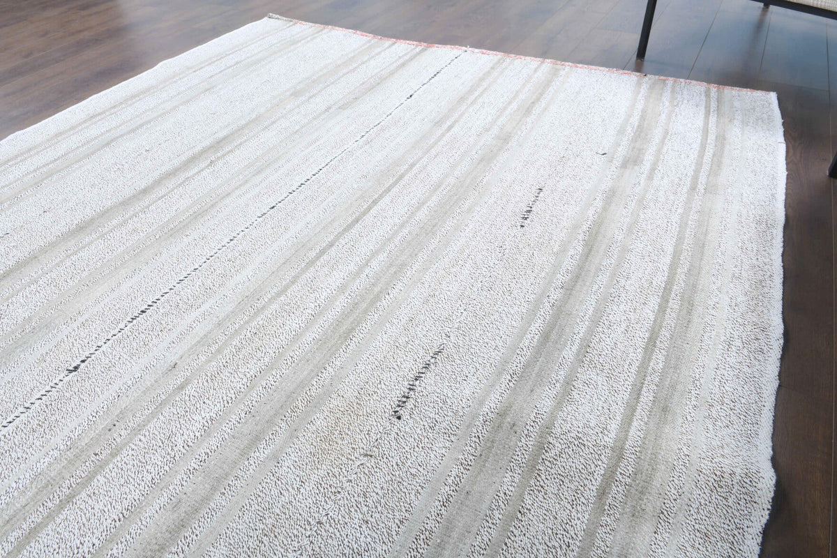 Salon için çizgili el dokuma vintage kilim – 200x283 cm