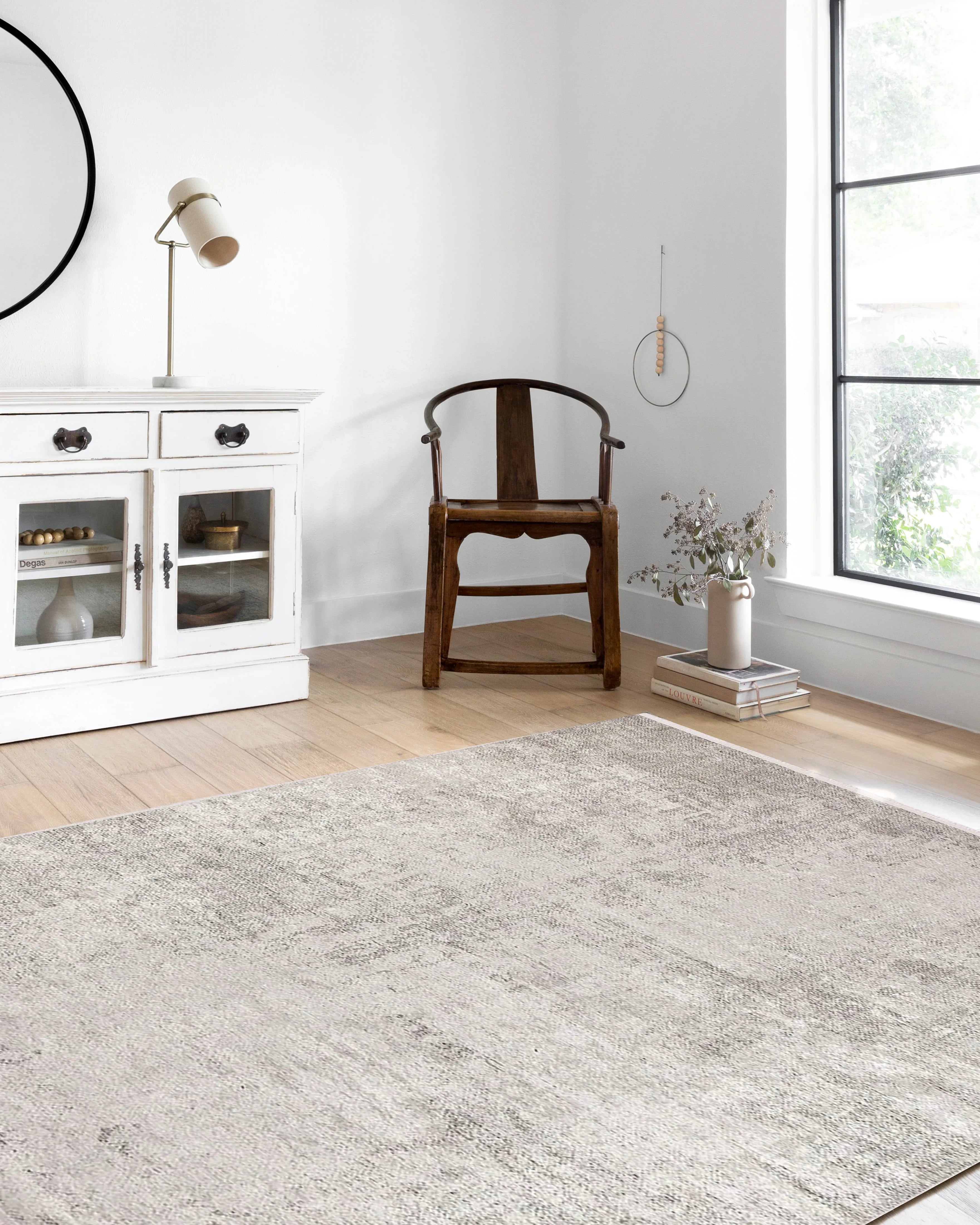 Soft Bej Krem Ton Sür Ton Eskitme Efektli Halı