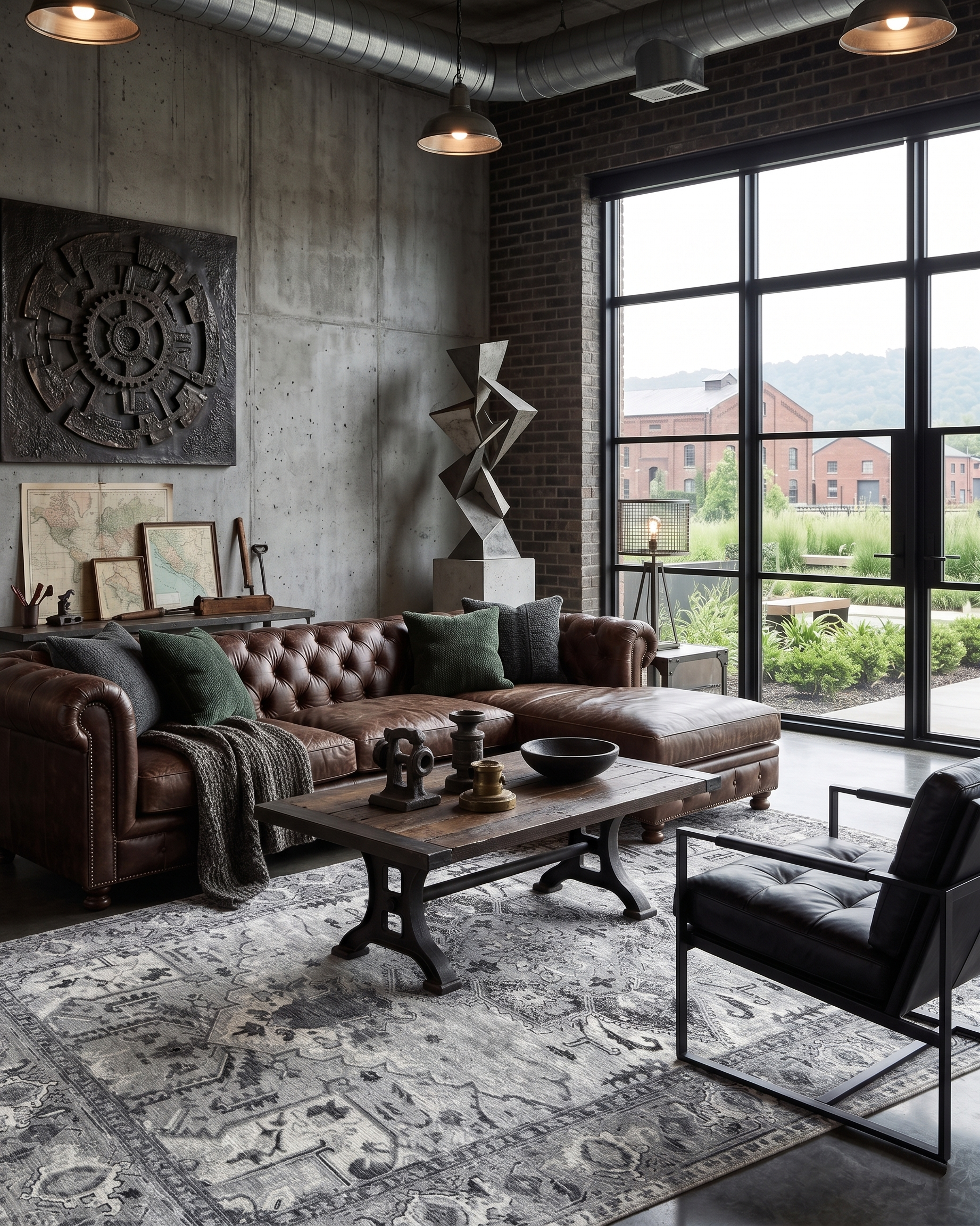 Eskitme Geometrik Madalyon Desenli Gümüş ve Gri Vintage Halı - AR861GG