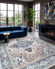 Uşak Blue Red Vintage Kilim Carpet