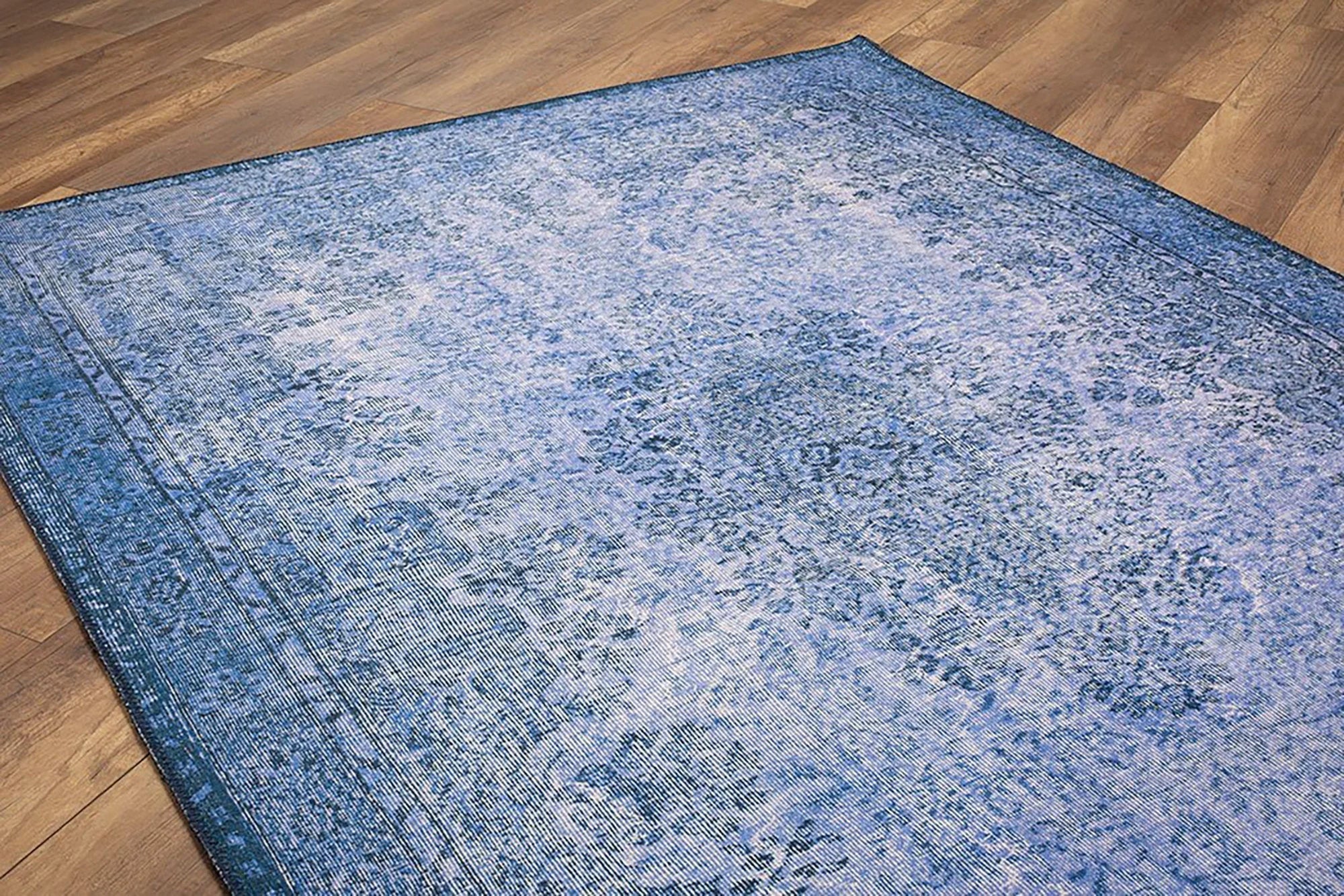 Eskitme Dokulu Mavi ve Lacivert Vintage Salon Halısı - OUTLET - AL157OU