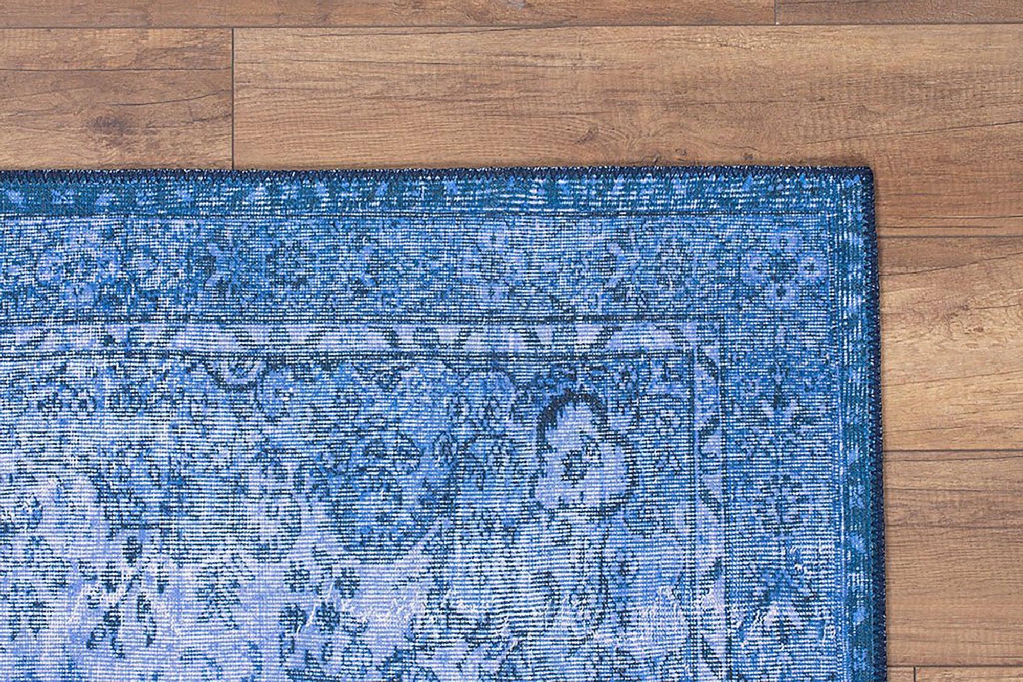 Eskitme Dokulu Mavi ve Lacivert Vintage Salon Halısı - OUTLET - AL157OU