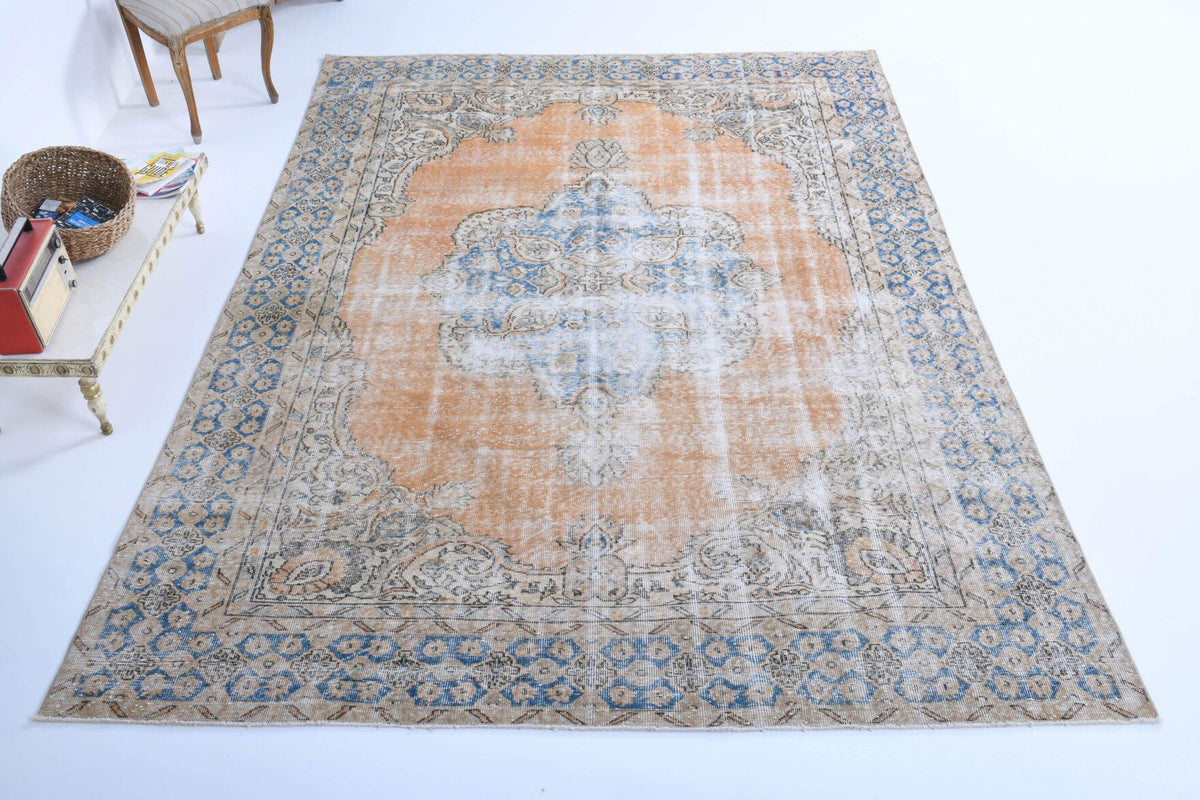1960'lardan Anadolu kökenli oryantal desenli el dokuma vintage halı, 240x326 cm