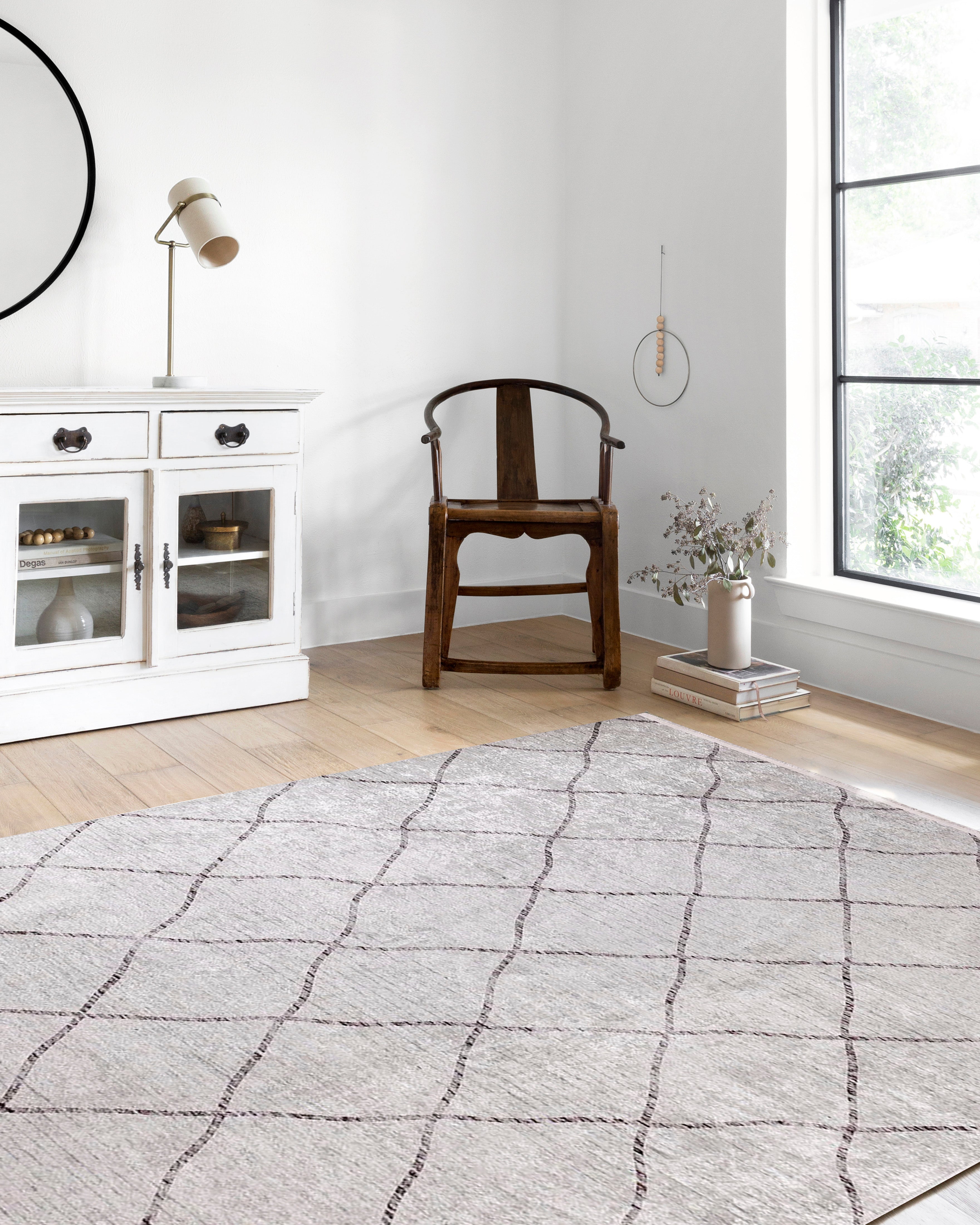 Fas Tarzı Krem Geometrik Modern Lüks Halı - Pera Halı
