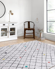 Beyaz Krem Çizgili Kilim Halı - Pera Halı