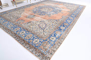 El yapımı vintage halı 279x391 cm oryantal desenli yün - detay görünümü