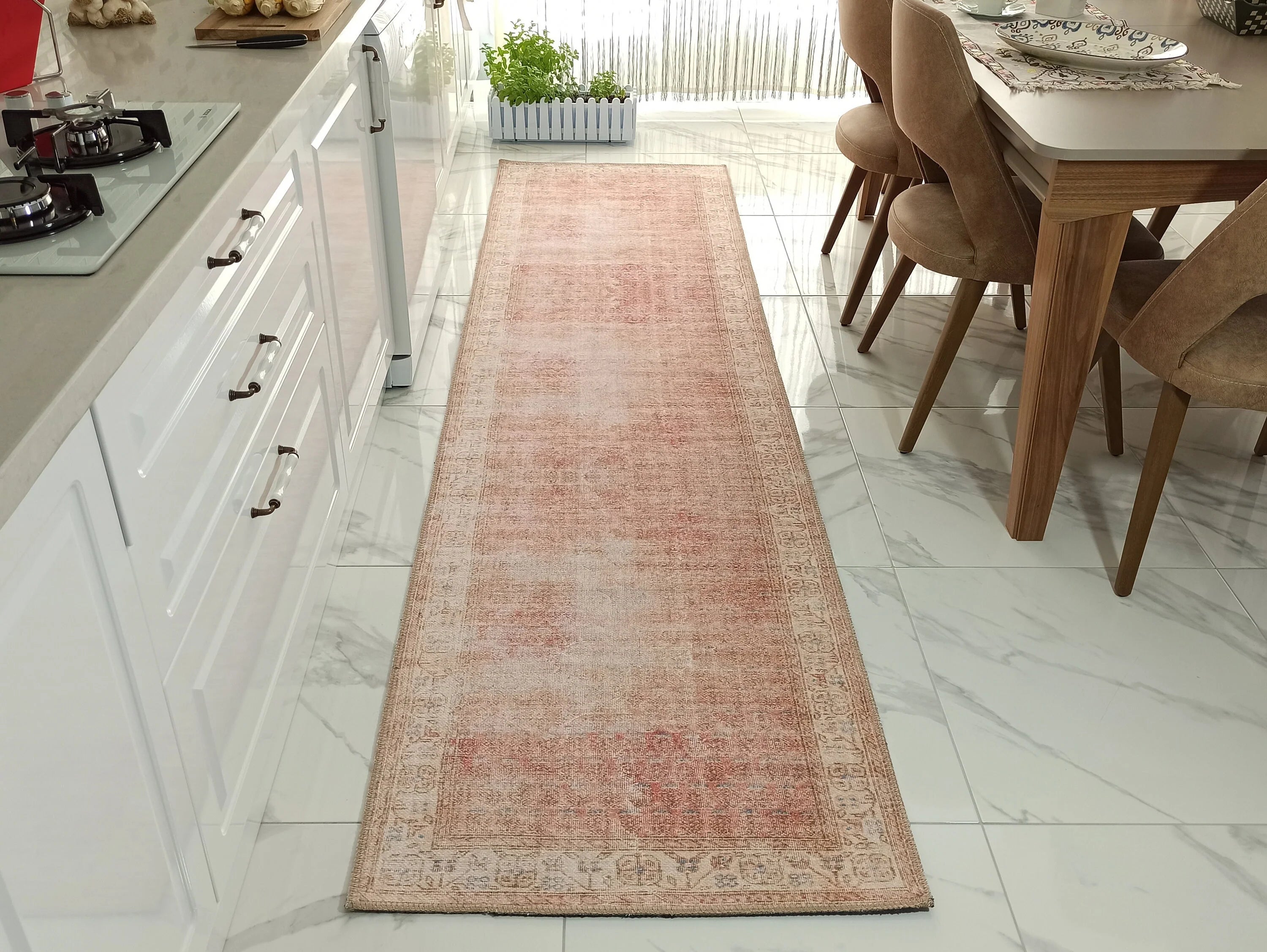 Gray Geometric Patterned Vintage Carpet - CLEARANCE - AL185OU
