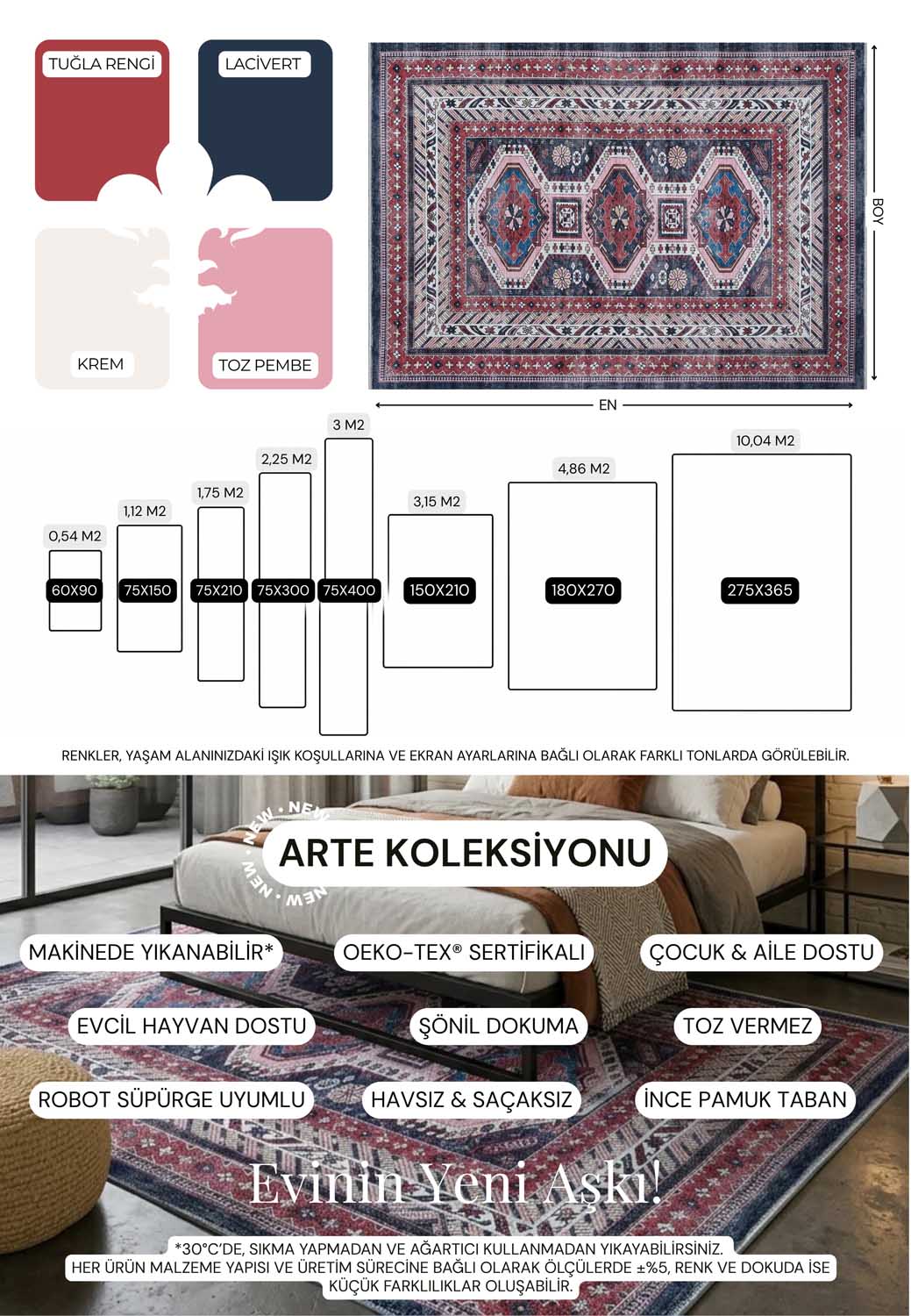 Uşak Blau-Roter Vintage-Kelim-Teppich