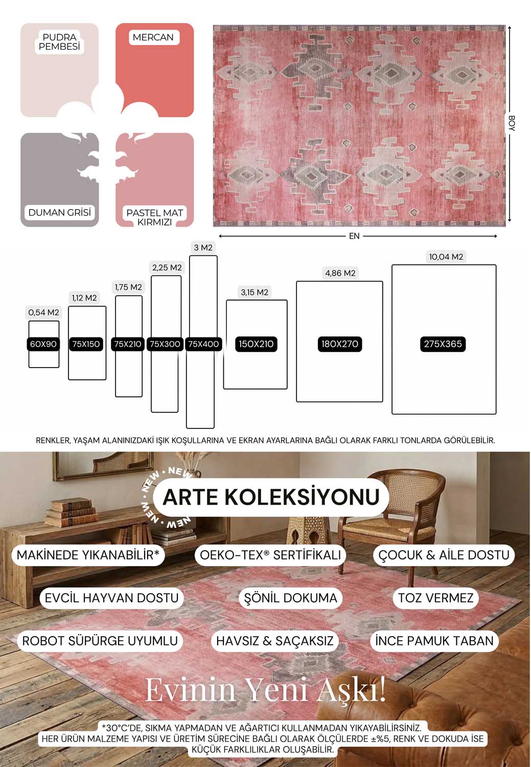 Uşak Blau-Roter Vintage-Kelim-Teppich