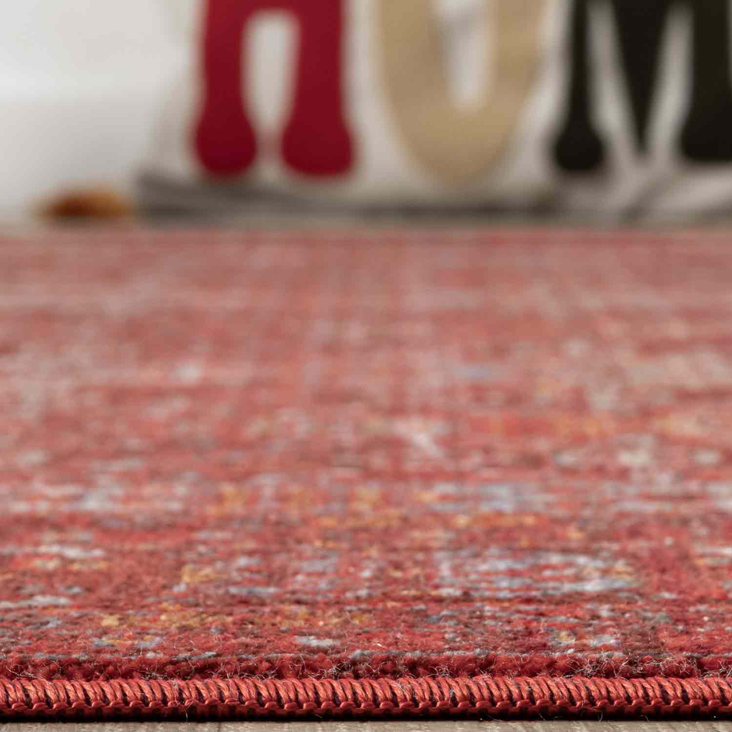 Canlı Bordo Kırmızı Otantik Geometrik Vintage Halı