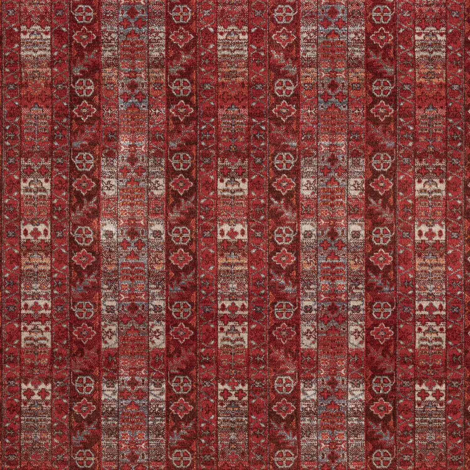 Canlı Bordo Kırmızı Otantik Geometrik Vintage Halı