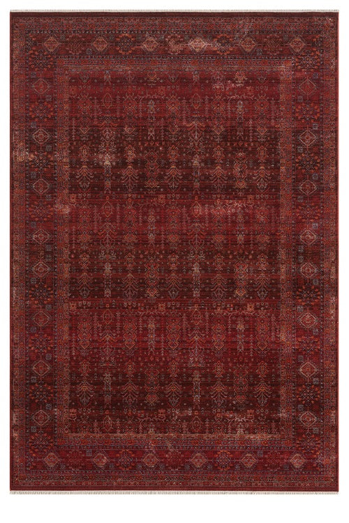 Koyu Bordo Kırmızı Otantik Vintage Desenli Halı