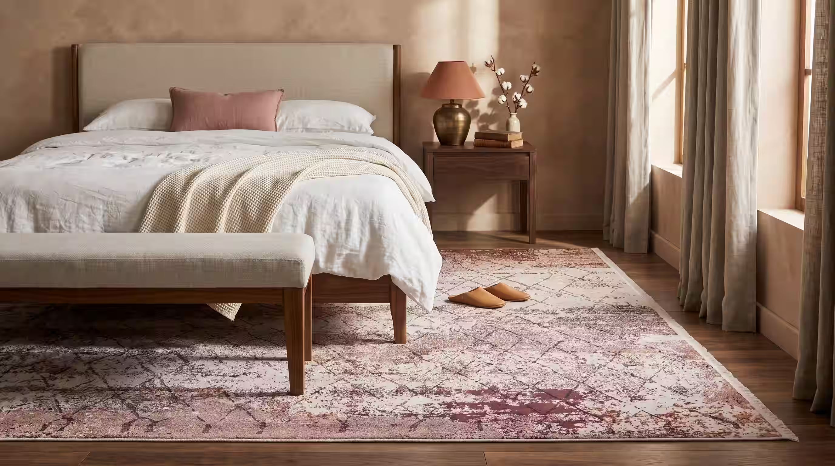 Açık Bej Kahverengi Eskitme Halı - SH1422BKA - Pera Halı