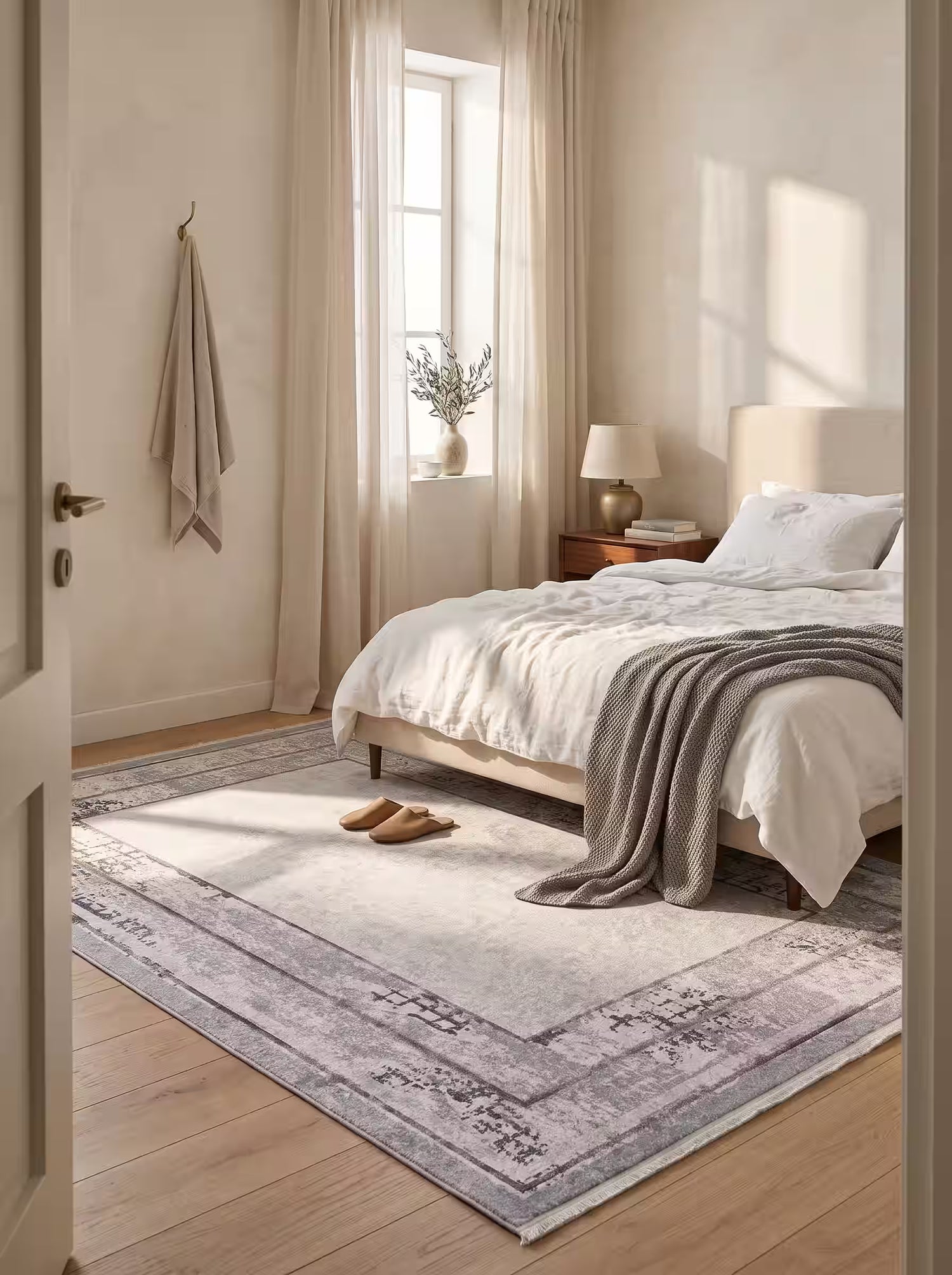 Açık Gri Modern Minimalist Çerçeveli Halı - SH1807G - Pera Halı