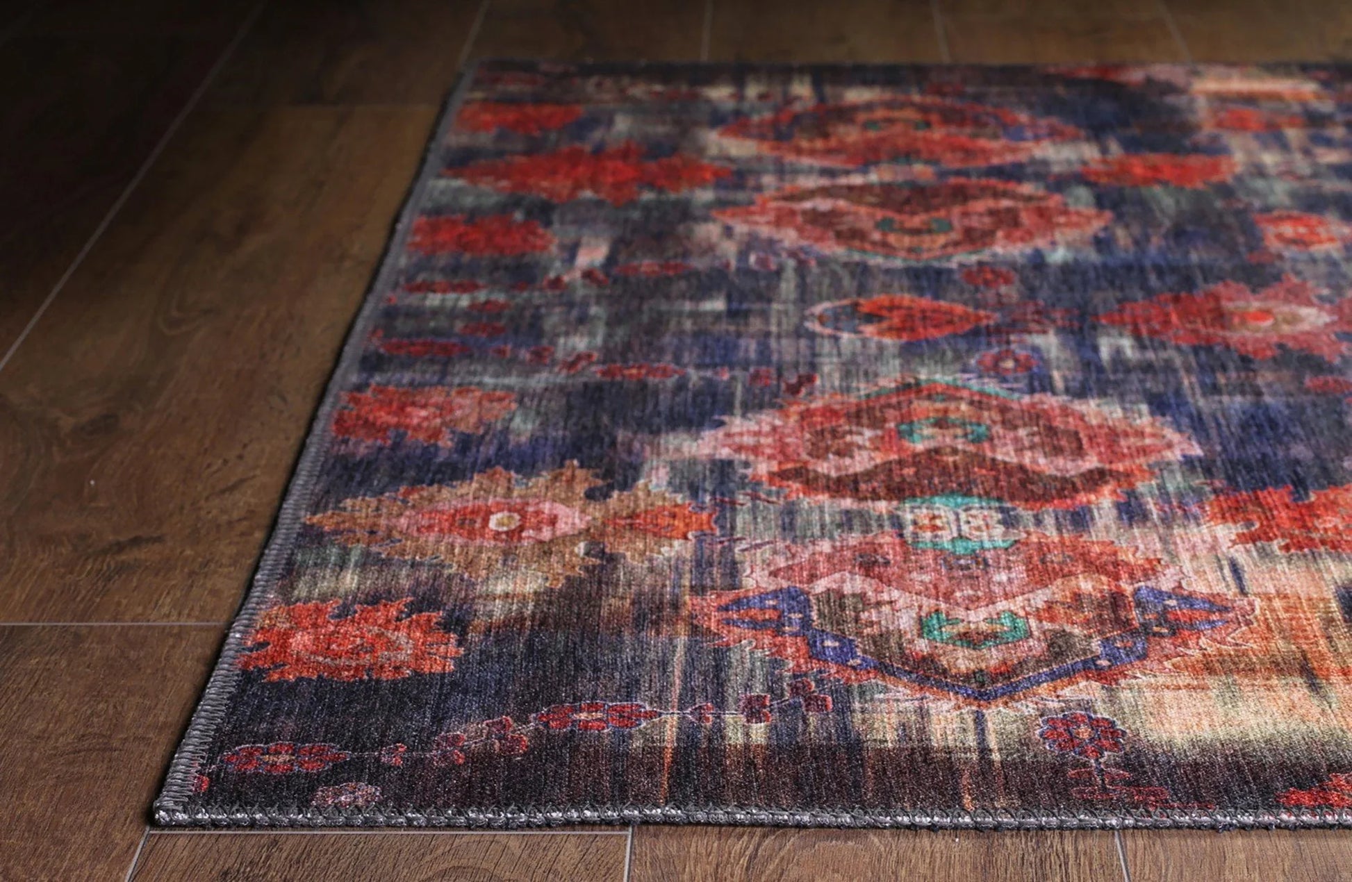 Lacivert ve Bordo Ebruli Geçişli Modern Vintage Halı