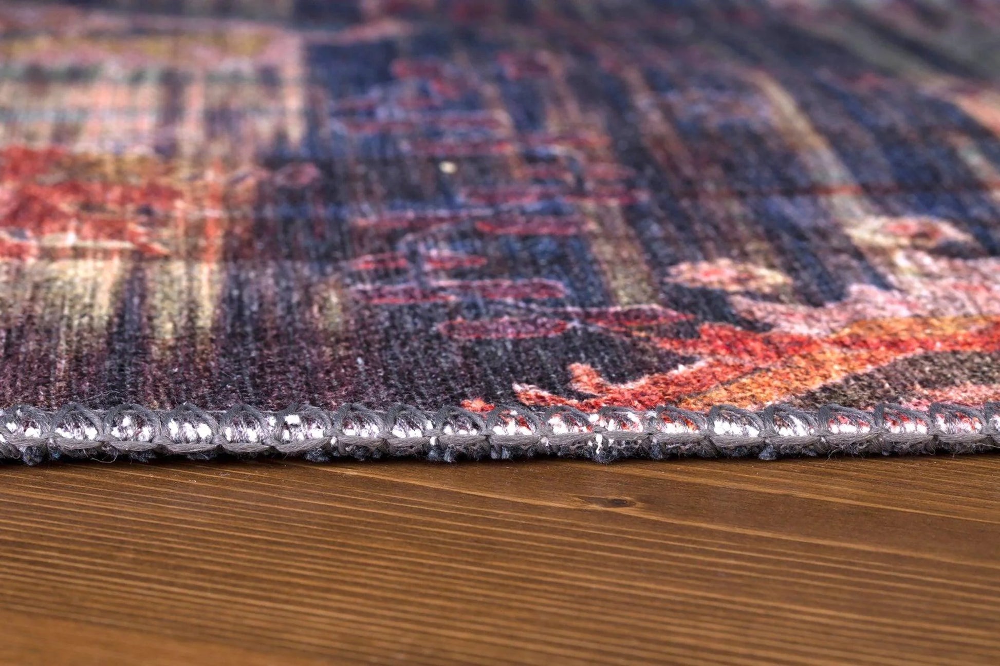 Lacivert ve Bordo Ebruli Geçişli Modern Vintage Halı