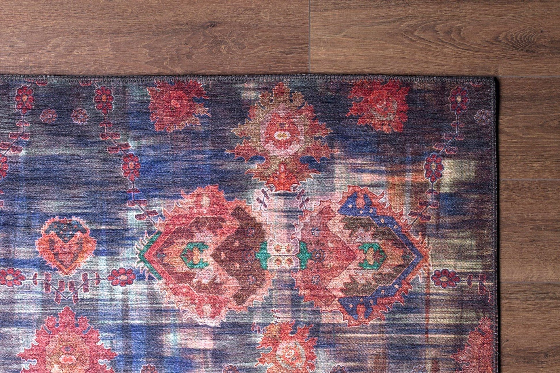 Lacivert ve Bordo Ebruli Geçişli Modern Vintage Halı