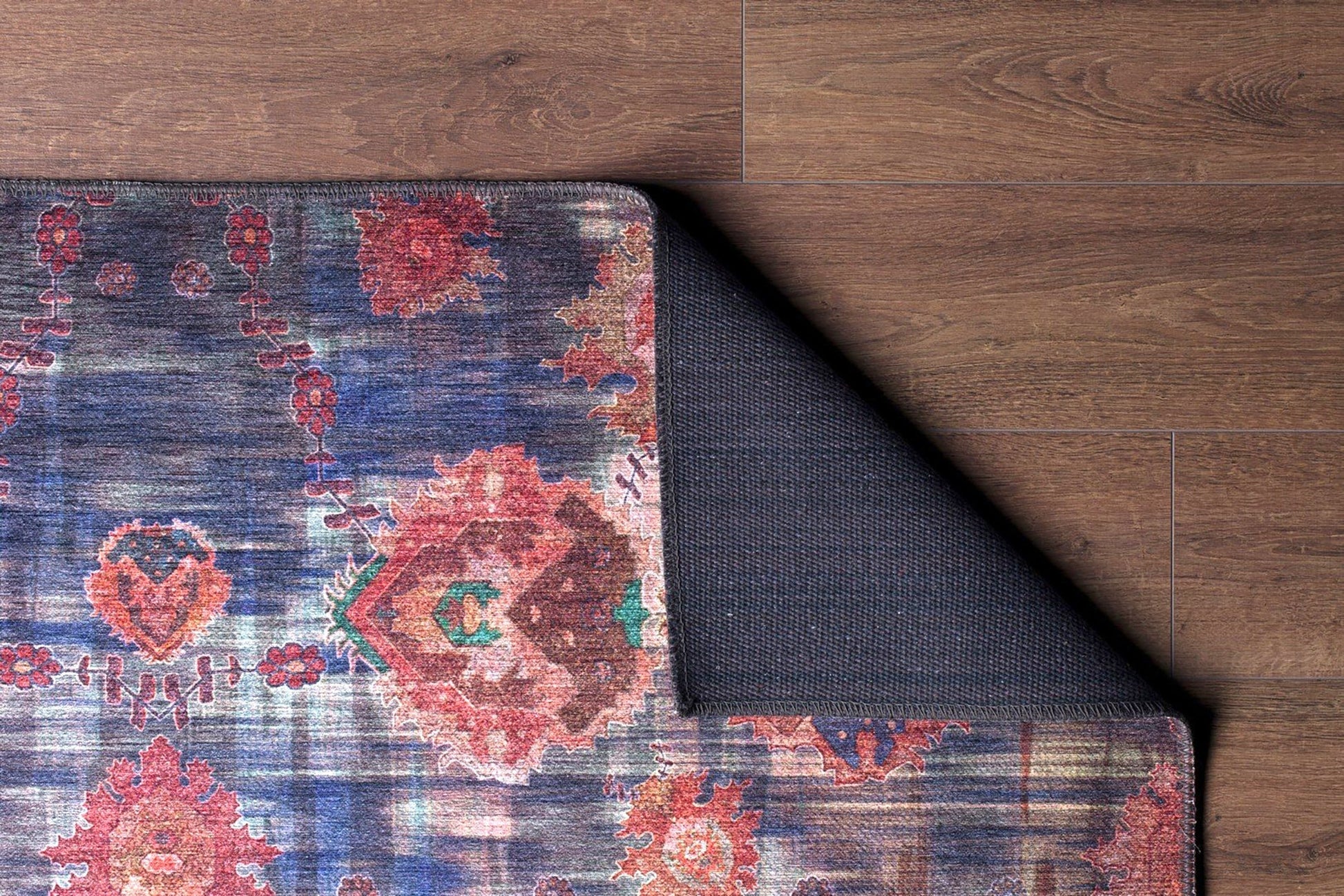 Lacivert ve Bordo Ebruli Geçişli Modern Vintage Halı