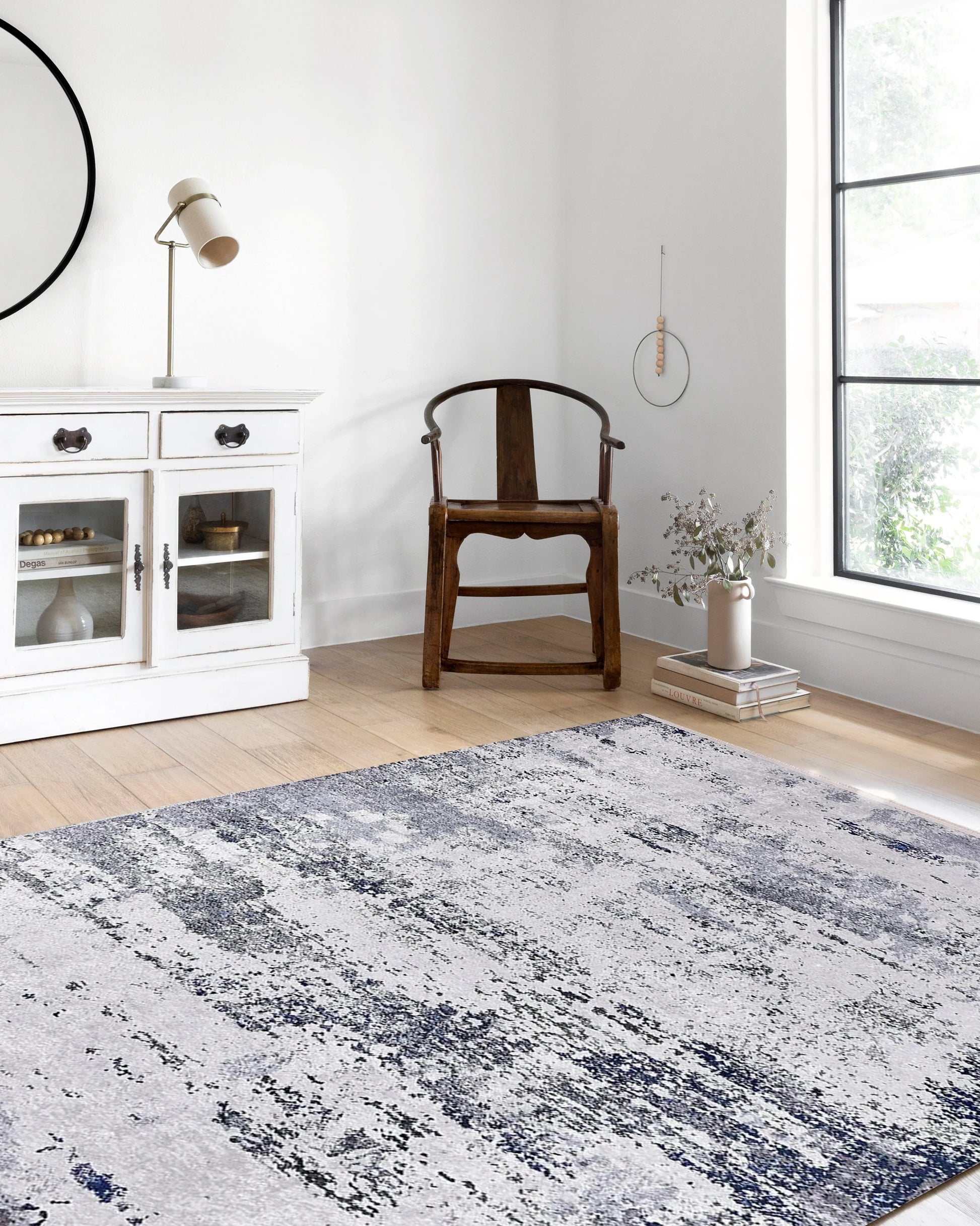 Abstract Desenli Eskitme Gri Halı-Pera Halı