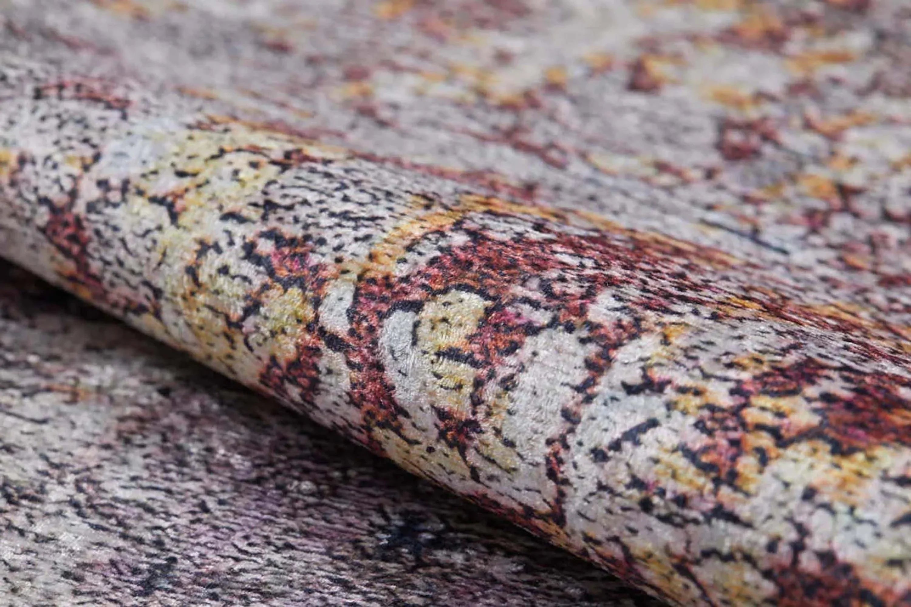 Abstract Desenli Fildişi Bej Altın Kahverengi Halı-Pera Halı