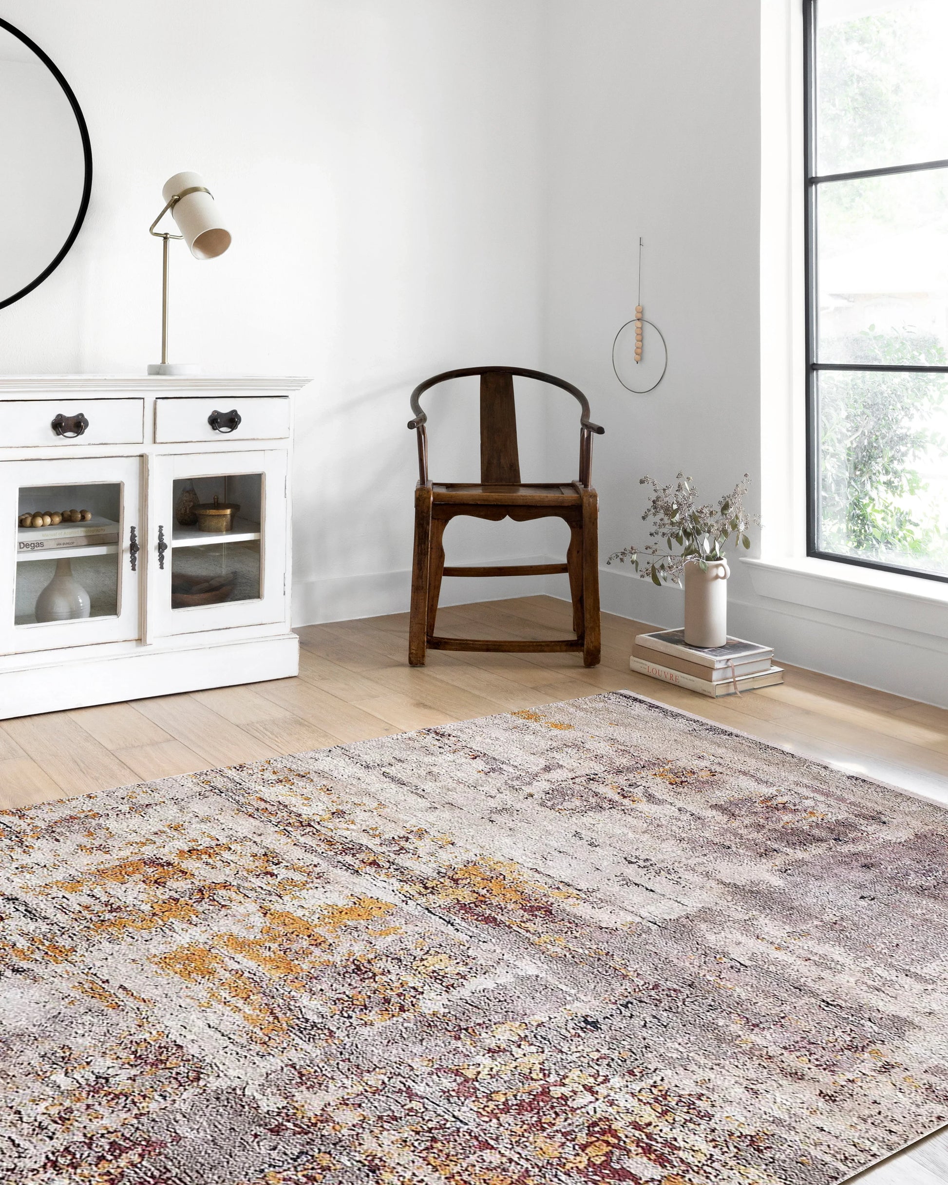 Abstract Desenli Fildişi Bej Altın Kahverengi Halı-Pera Halı