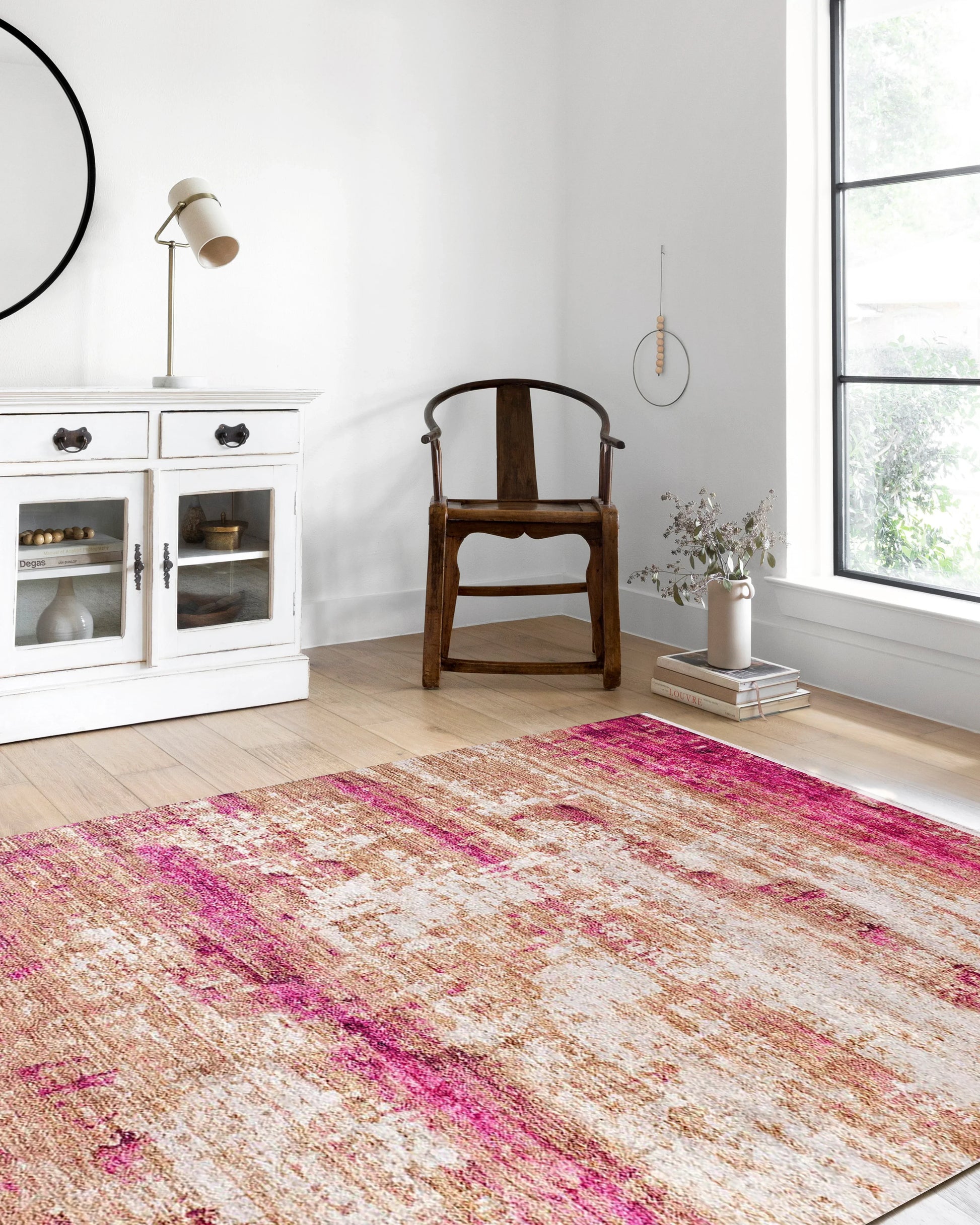 Abstract Desenli Pembe Bej Modern Halı-Pera Halı