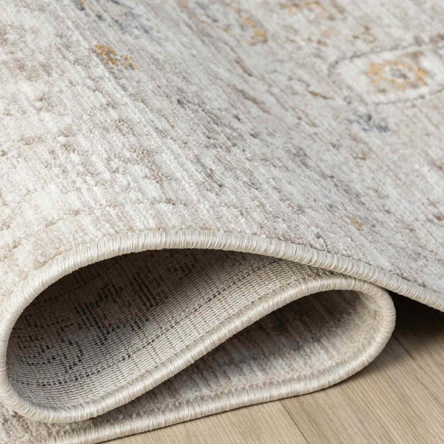 Açık Bej Gri Pastel Klasik Çiçekli Eskitme Halı-Pera Halı