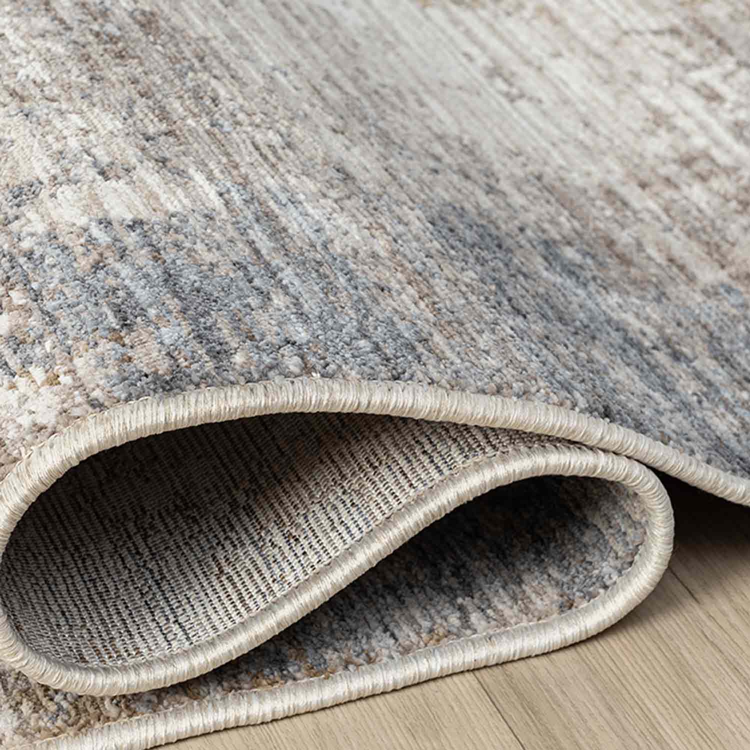 Açık Gri Bej Mavi Eskitme Desenli Halı-Pera Halı