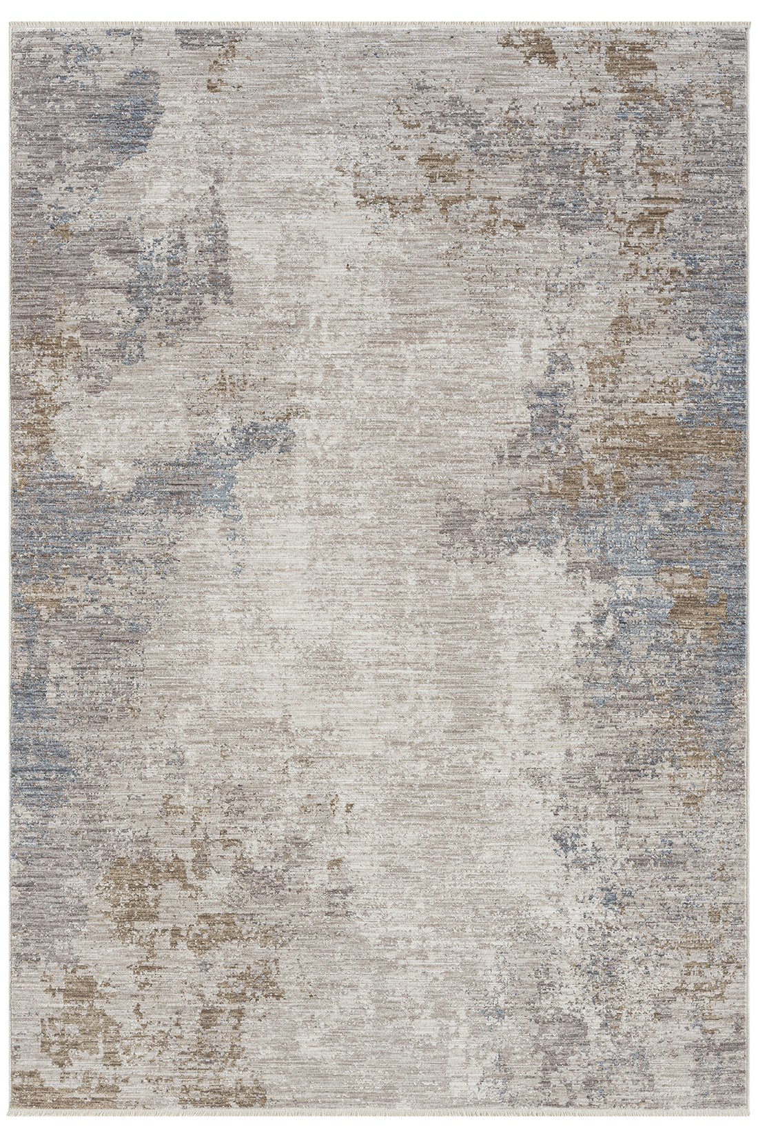 Açık Gri Bej Mavi Soyut Eskitme Desenli Halı-Pera Halı