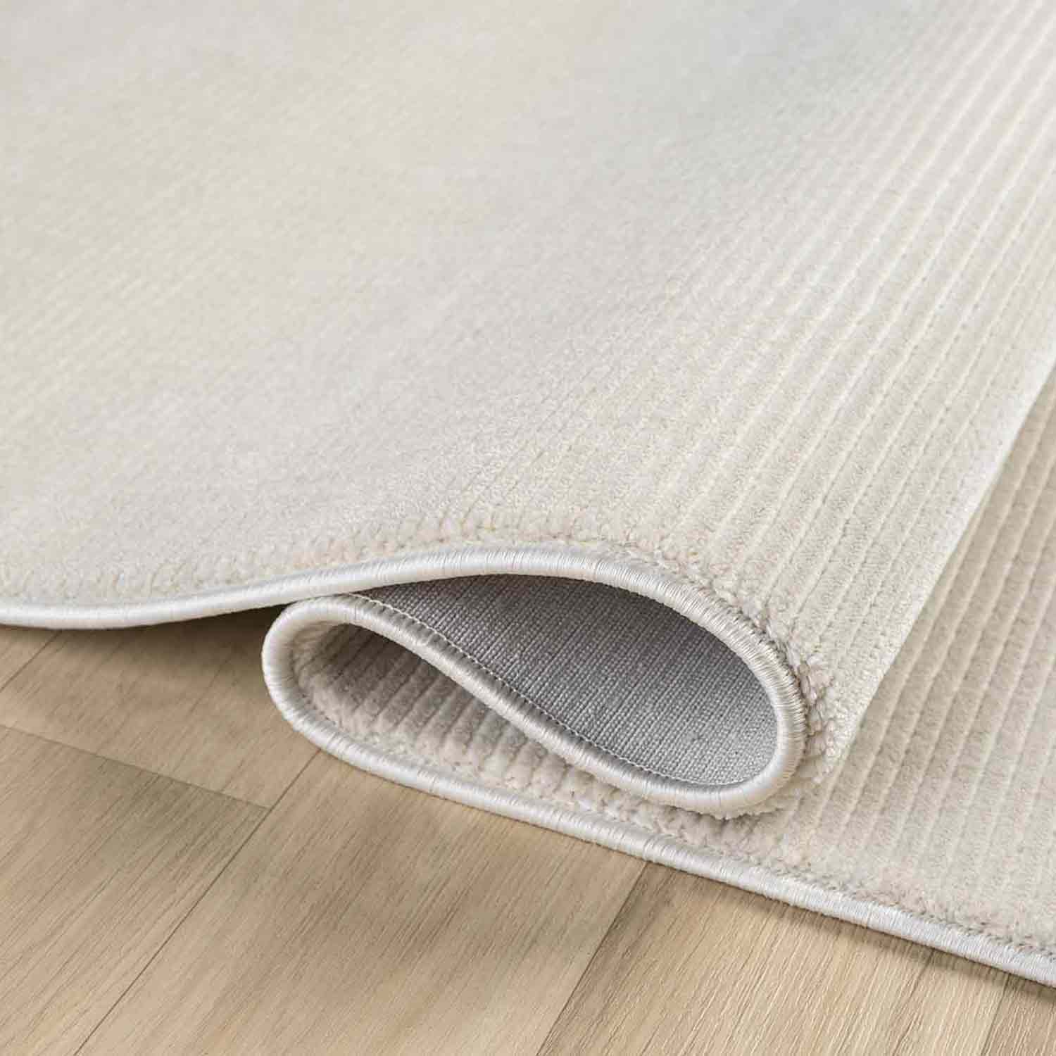 Açık Gri Beyaz Sade Dikey Çizgili Modern Halı-Pera Halı