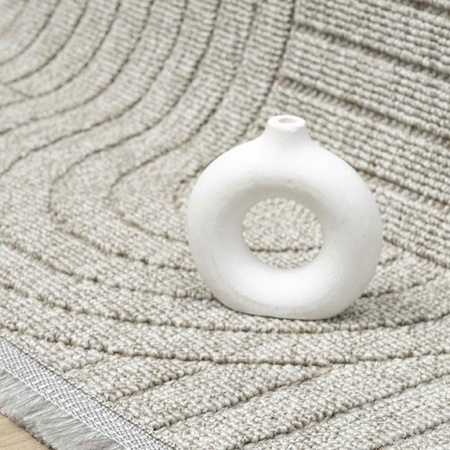 Açık Gri Geometrik Desenli Yumuşak Modern Halı-Pera Halı