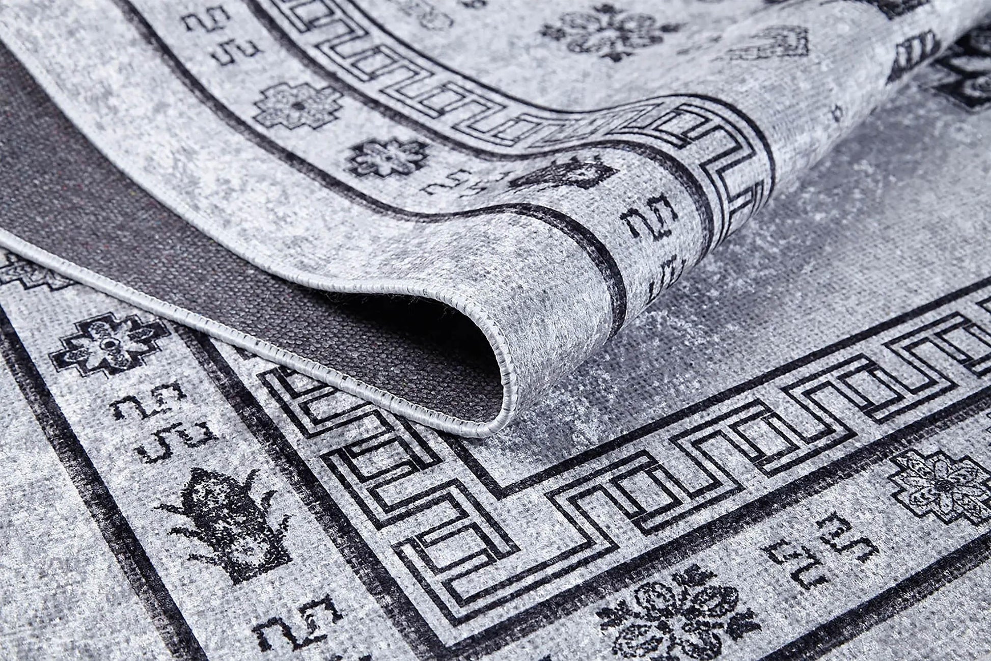 Açık Gri Geometrik Oryantal Madalyon Halı-Pera Halı