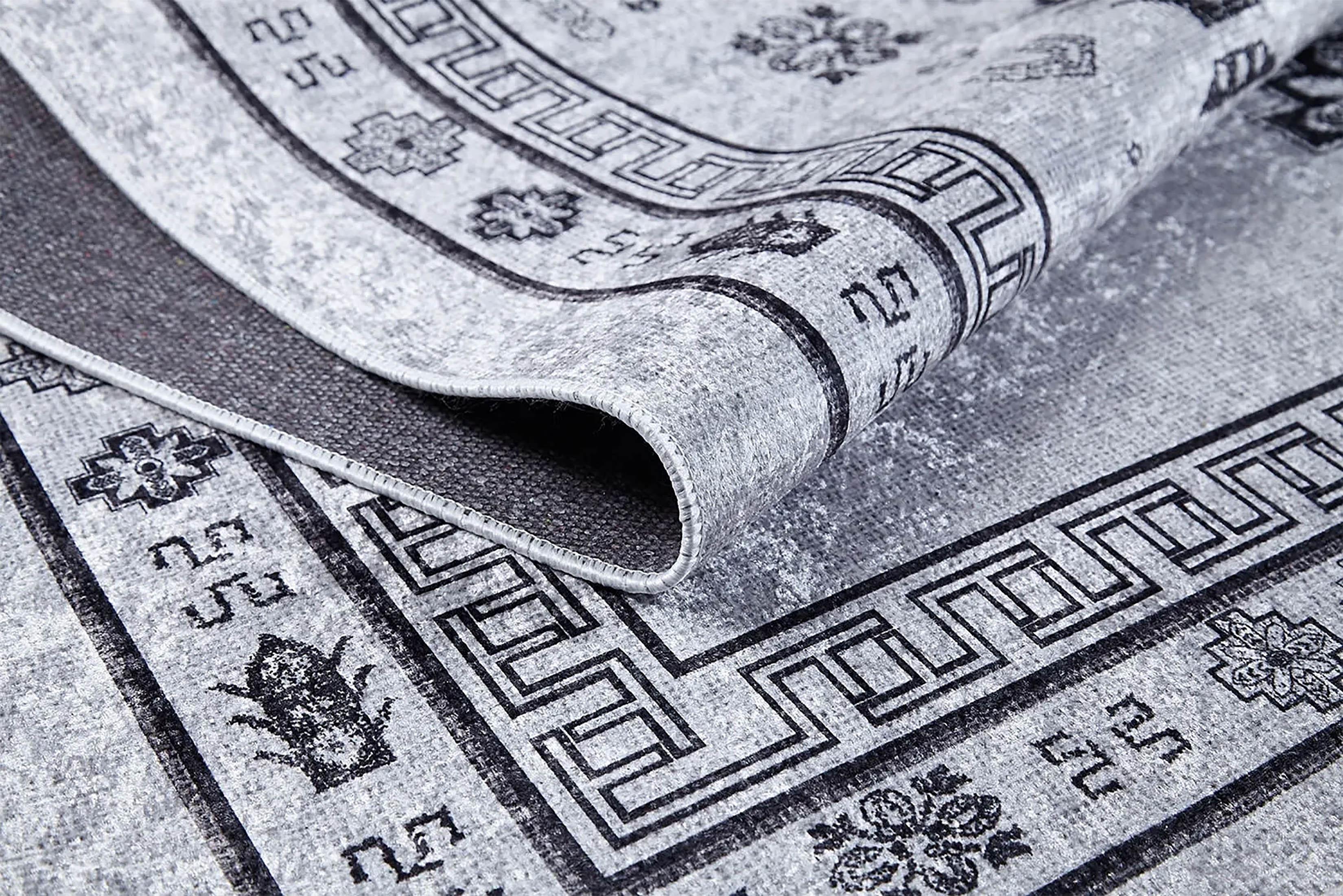 Açık Gri Geometrik Oryantal Madalyon Halı-Pera Halı