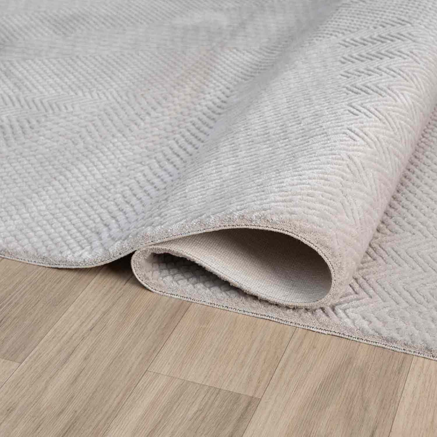 Açık Gri Kabartmalı Soyut Modern Halı-Pera Halı